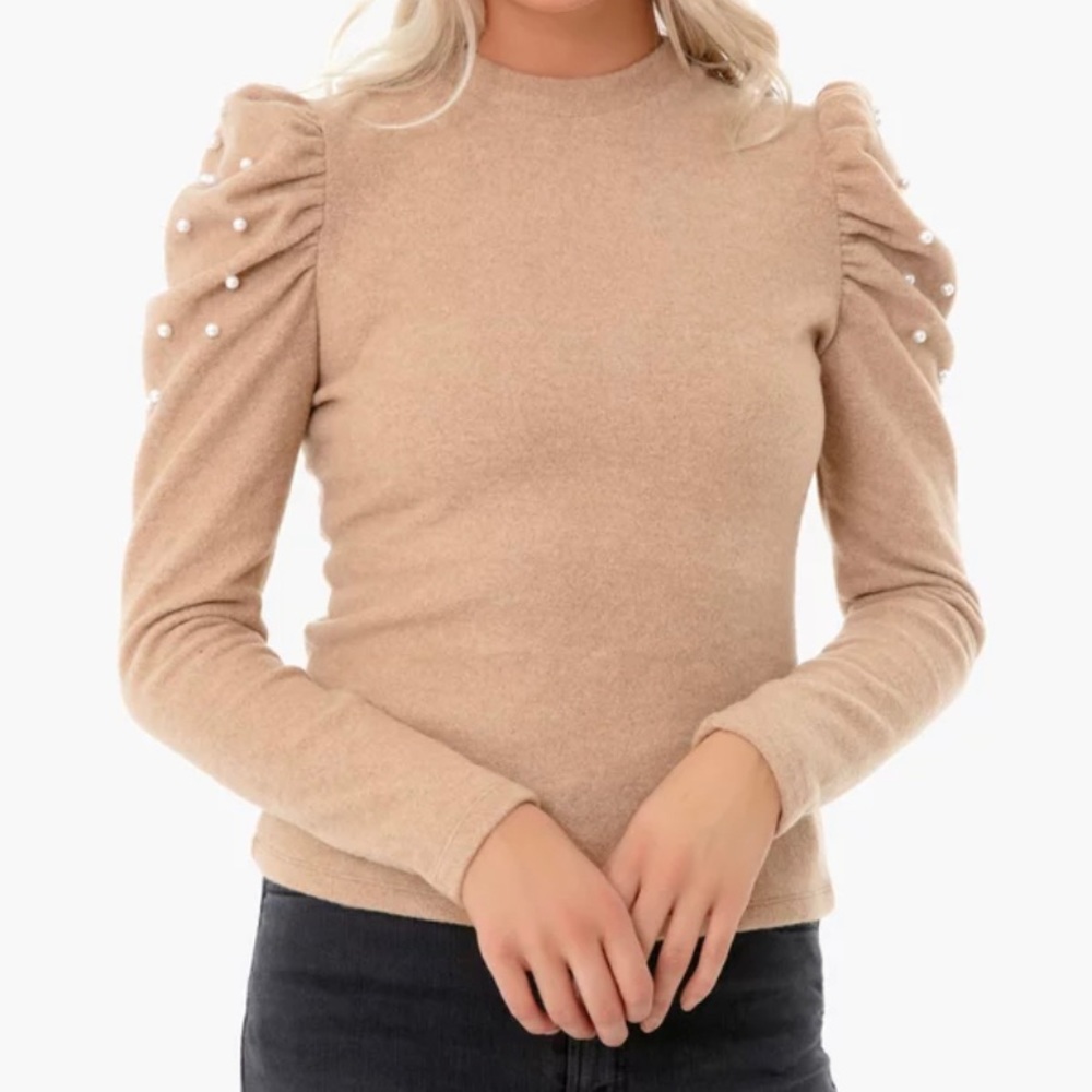 Tuckernuck camel puff sleeve sweater xxs